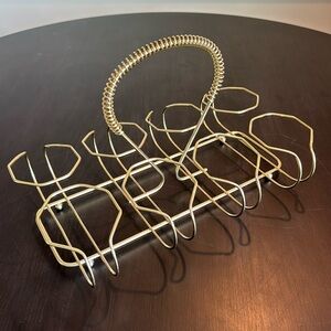 Vintage Mid-Century Modern Gold Bar Drink Glass Caddy